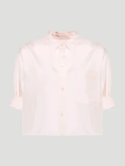 Next Ex Cotton Cropped Shirt in Pale Pink