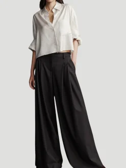 Next Ex Silk Voile Cropped Shirt in Metallic Highway Stripe