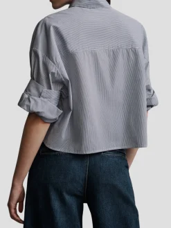 Next Ex Striped Cotton Cropped Shirt
