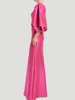 One Shoulder Balloon Sleeve Gown