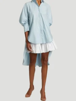 Oscar de la Renta Oversized High-low Stretch-cotton Shirt In Topaz