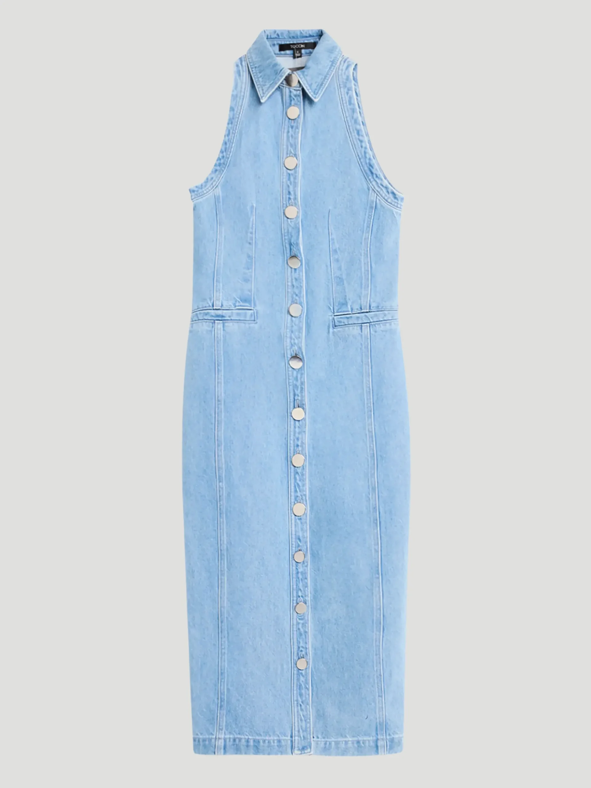 Palmer Button-Front Denim Midi Dress