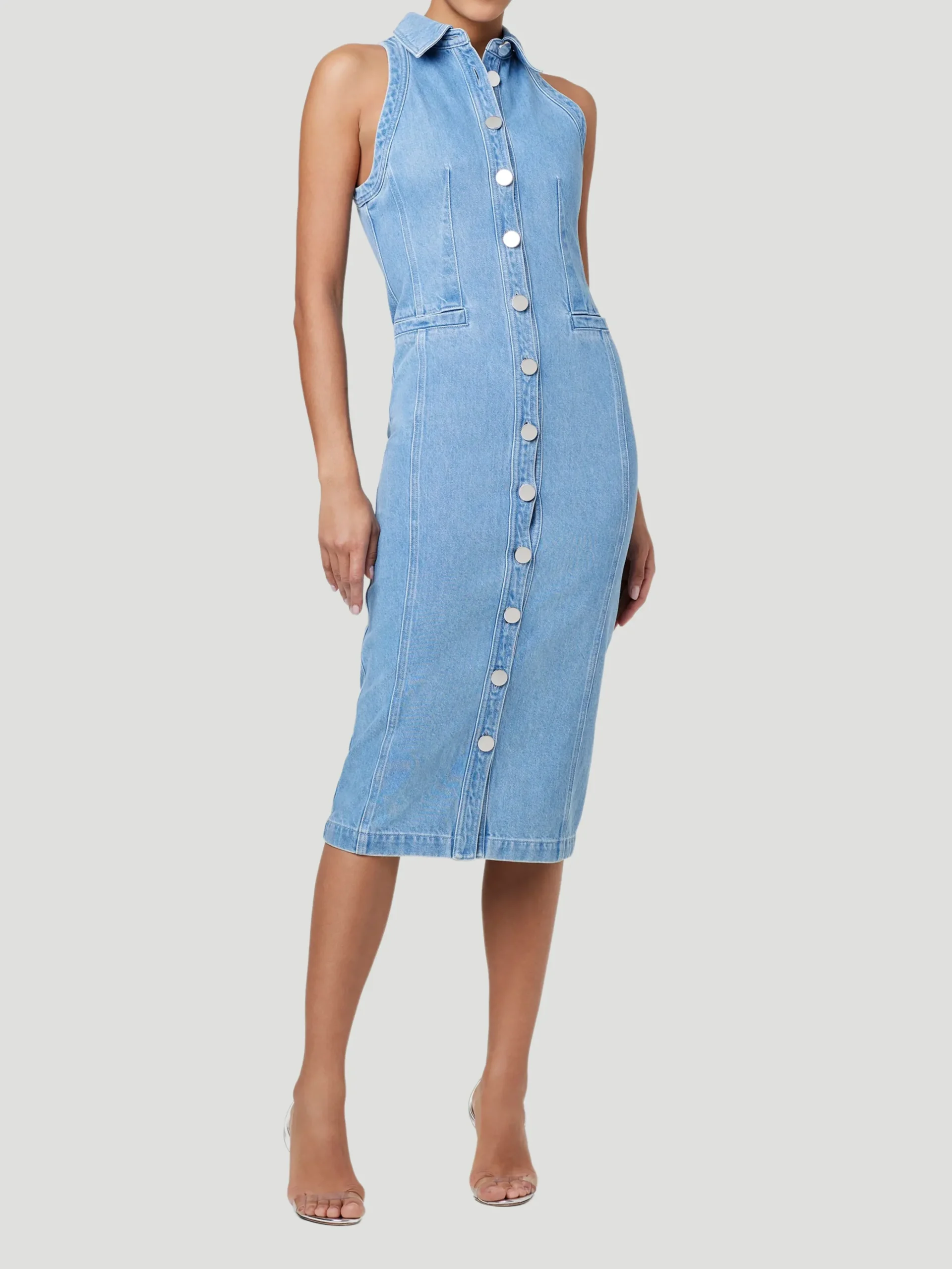 Palmer Button-Front Denim Midi Dress
