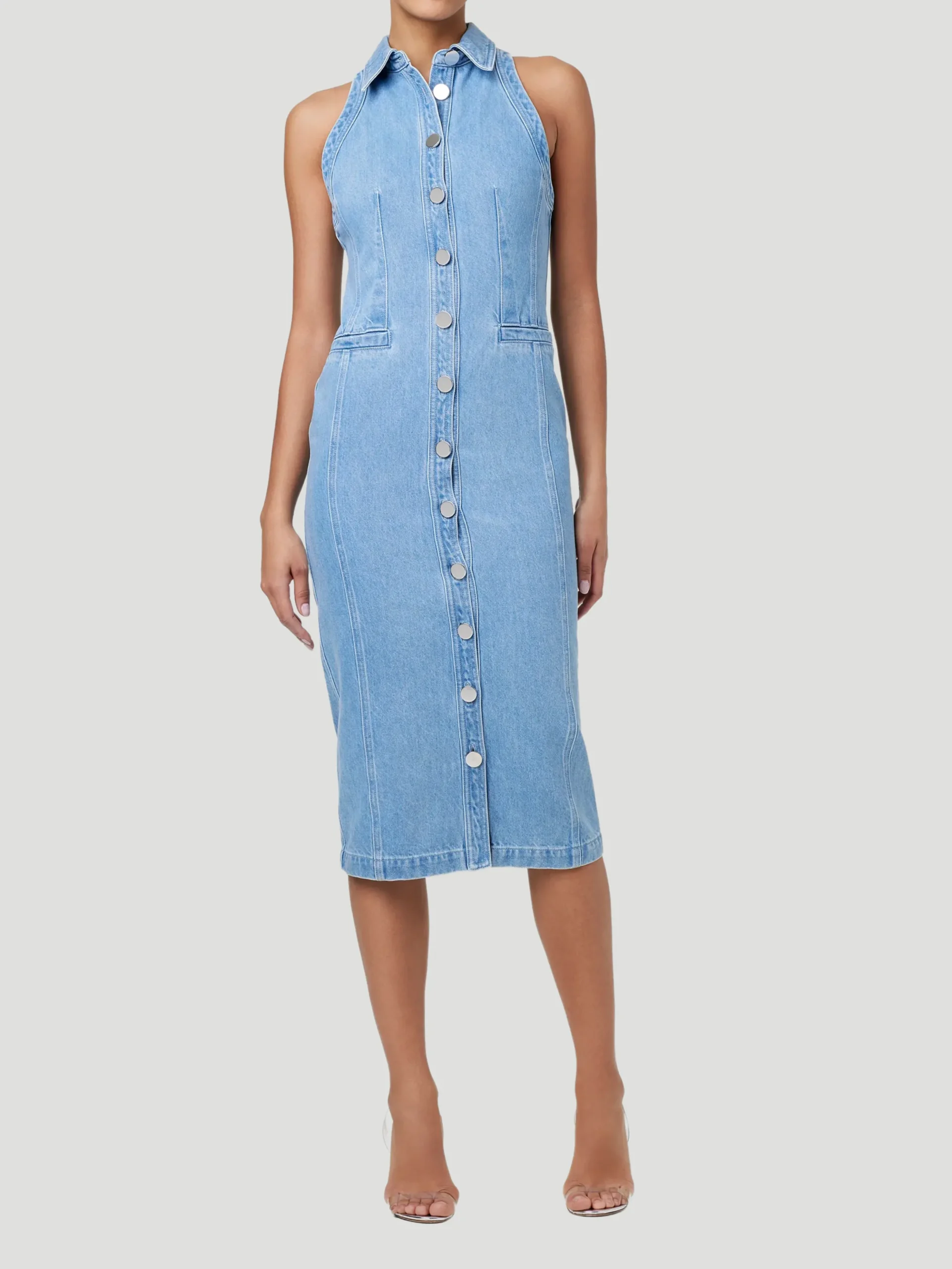 Palmer Button-Front Denim Midi Dress
