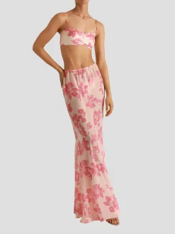 Papillon Et Orchid Maxi Skirt in Rose