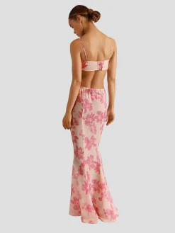 Papillon Et Orchid Maxi Skirt in Rose