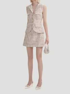 Pastel Bouclé Tailored Mini Dress