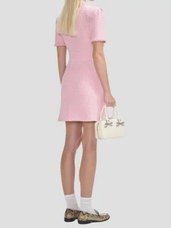 Pink Textured Knit Mini Dress
