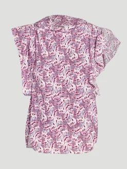 Pink Valency Butterfly Stretch Silk Top