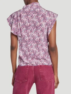 Pink Valency Butterfly Stretch Silk Top