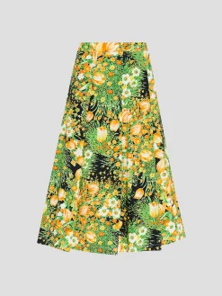 Pull on Pleated Midi Skirt