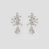Raelynn Crystal Silver Plated Gem Cut Swarovski Cluster Stud Earrings