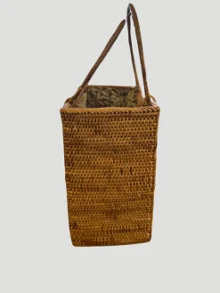 Raffia Handbag with Embroidered Pineapple