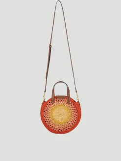Raffia Small Round Bow Cross-body Tote