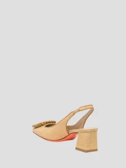 Raffia Square Toe Slingback