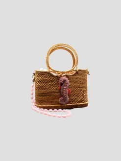 Raffia Tote with Seahorse
