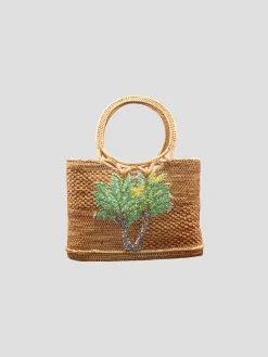 Raffia Tote with Swarovski Palm Tree