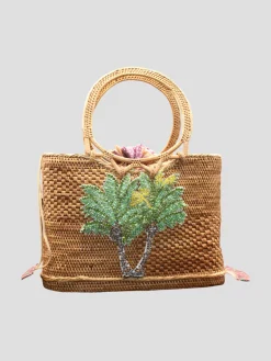 Raffia Tote with Swarovski Palm Tree