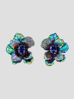 Rainbow Sapphire Poppy Earrings