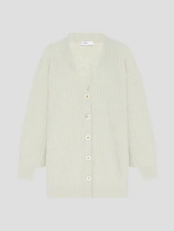 Rib Panel Cardigan in Fog
