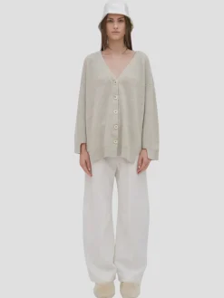 Rib Panel Cardigan in Fog