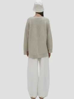 Rib Panel Cardigan in Fog