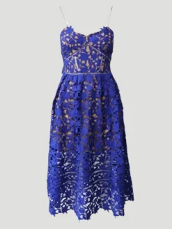 Self-Portrait Azalea Royal Blue Midi Dress