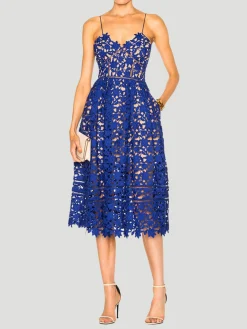 Self-Portrait Azalea Royal Blue Midi Dress