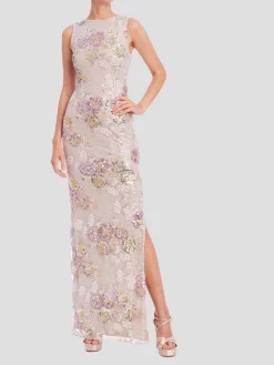 Sequin Floral Dress in Blush Multi