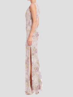 Sequin Floral Dress in Blush Multi