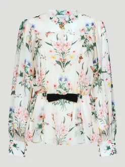 Sheer Blouse with Bow Detail
