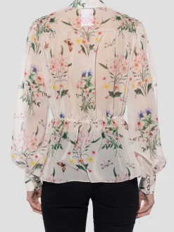 Sheer Blouse with Bow Detail