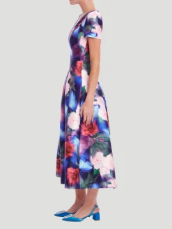 Short Sleeve Fit & Flare Midi Dress