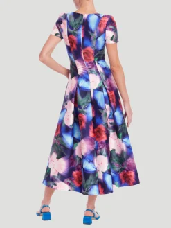 Short Sleeve Fit & Flare Midi Dress