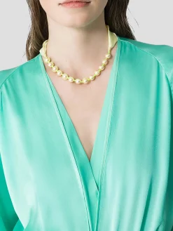 Silk Satin Half Sleeve Dress in Turquoise