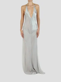 Silver Silk Charmeuse Bias Cut Slip Gown
