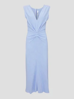 Sleeveless Gathered Waist Midi Dress in Bluebell