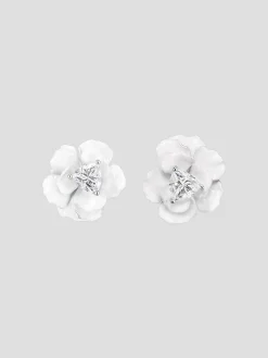 Snowflower Rose Studs