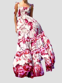 Sofia Dress in Red and White