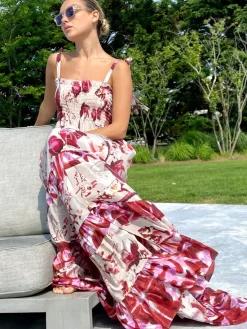 Sofia Dress in Red and White