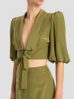 Solid Blouse with Knot