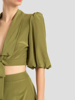Solid Blouse with Knot