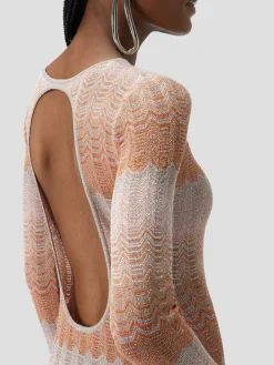 Striped Crochet-Knit Gown