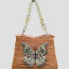 Swarovski Embroidered Euphaedra Butterfly Handbag Citrine Gemstone Handles