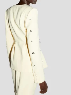 Thalia Gem-Embellished Midi Skirt in Yellow