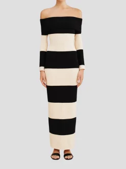 Theo Off-Shoulder Striped Dress