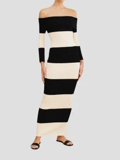 Theo Off-Shoulder Striped Dress