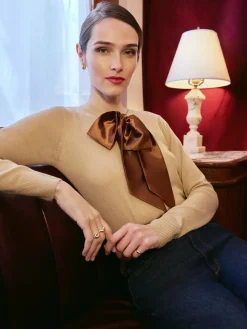 The Take a Bow Cardigan in Sand