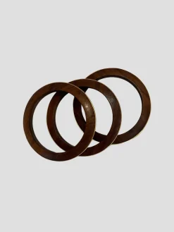 Three Teak Wood Bracelet 18K Trim