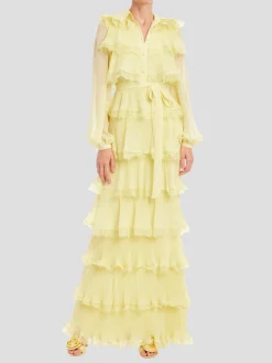 Tiered Lace Shirt in Yellow